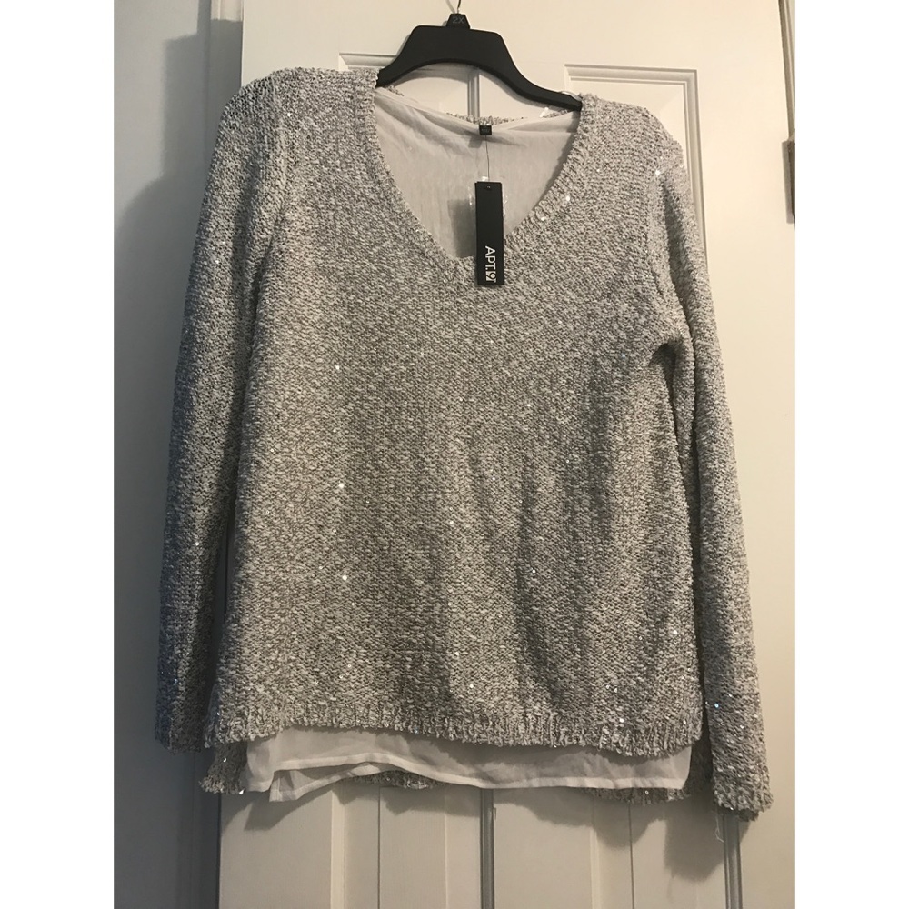 NWT! Apt 9 Grey Sparkly layered sweater
